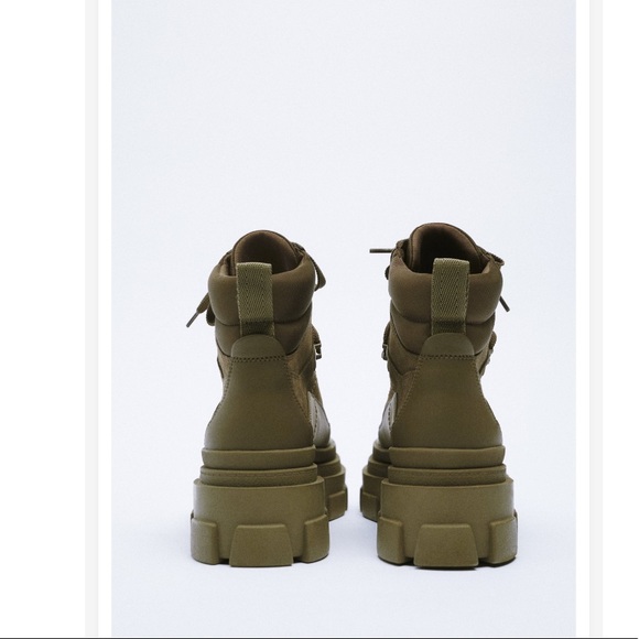 ZARA HIKING BOOTS IN OLIVE GREEN/ KHAKI GREEN - Picture 6 of 16